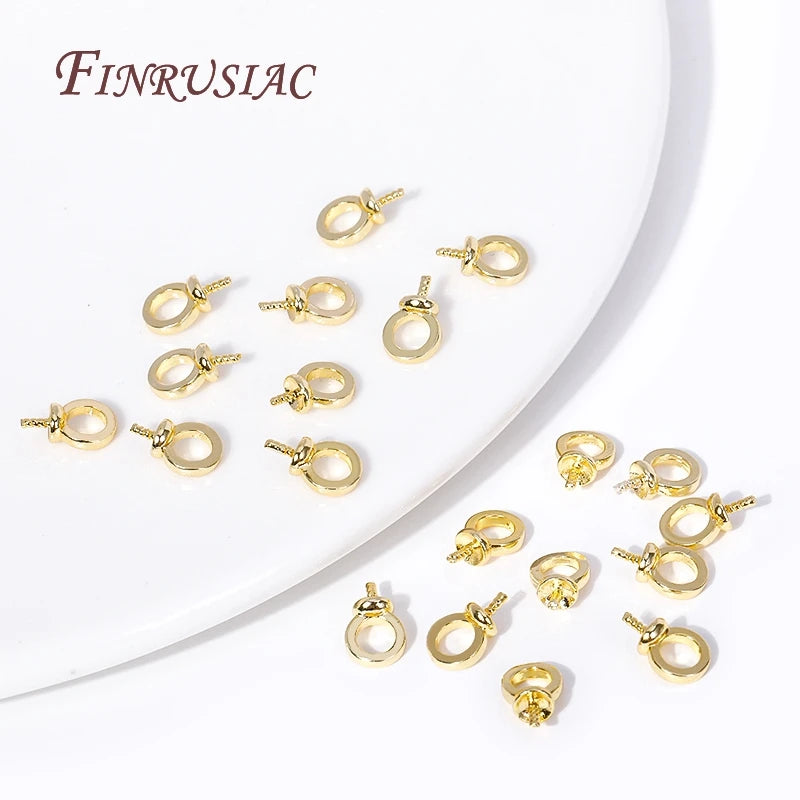 18K Plated Brass Pearl Pendant Bails Connectors DIY Jewelry Making Supplies
