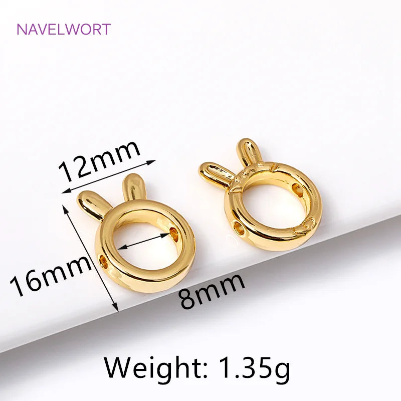 18K Plated Circle Bead Frame Cat/Rabbit Shape Connector for DIY Jewelry Making
