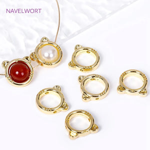 18K Plated Circle Bead Frame Cat/Rabbit Shape Connector for DIY Jewelry Making