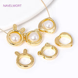 18K Plated Circle Bead Frame Cat/Rabbit Shape Connector for DIY Jewelry Making