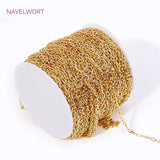 18K Plated Brass Oval Cable Chain Metal Bulk Chains For Jewelry Making