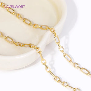 18K Plated Brass Oval Cable Chain Metal Bulk Chains For Jewelry Making
