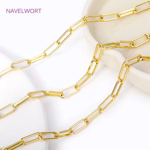 18K Plated Brass Paperclip Link Chain for Jewelry Making DIY Crafts
