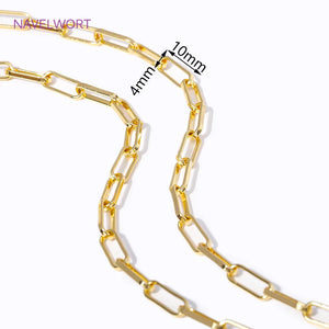 18K Plated Brass Paperclip Link Chain for Jewelry Making DIY Crafts