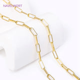 18K Plated Brass Paperclip Link Chain for Jewelry Making DIY Crafts