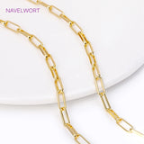 18K Plated Brass Paperclip Link Chain for Jewelry Making DIY Crafts