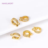18K Plated Brass Pave Zircon Round Pendant Clasp DIY Jewelry Making