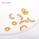 18K Plated Brass Pave Zircon Round Pendant Clasp DIY Jewelry Making