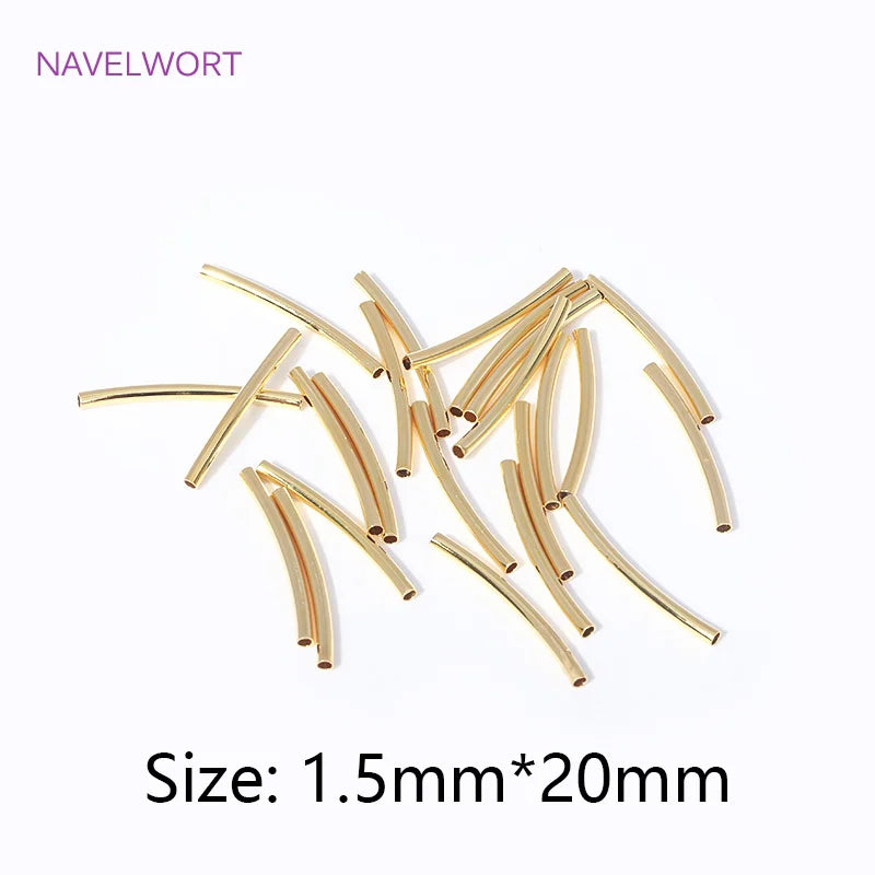 18K Plated Brass Curved Tube Beads Jewelry Making DIY Bracelet Necklace Spacer