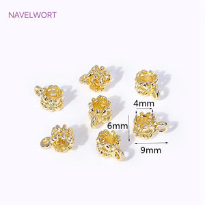 18K Plated Brass Spacer Beads Pendant Charms Metal Bail Beads for DIY Jewelry