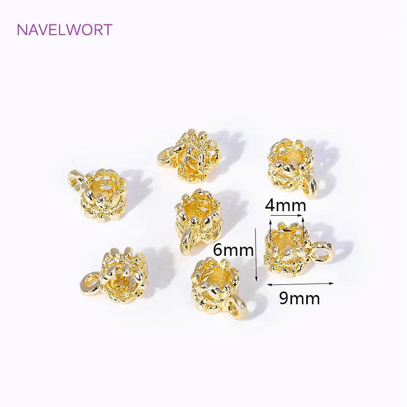 18K Plated Brass Spacer Beads Pendant Charms Metal Bail Beads for DIY Jewelry
