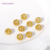 18K Plated Brass Zircon Round Beads Hollow Ball Spacer Beads