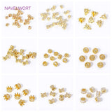18K Plated Brass Zircon Round Beads Hollow Ball Spacer Beads