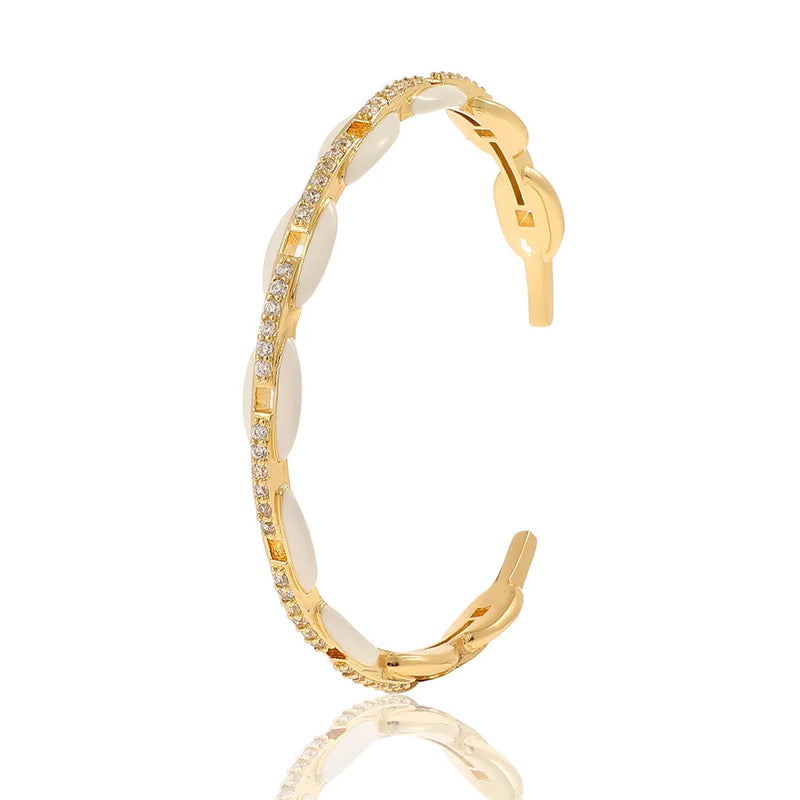18K Plated Coffee Bean Enamel Cuff Bracelet