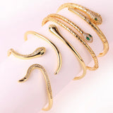 Animal Snake CZ Cuff Bracelet 18K Plated Punk Style