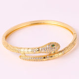 Animal Snake CZ Cuff Bracelet 18K Plated Punk Style