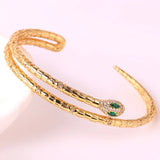 Animal Snake CZ Cuff Bracelet 18K Plated Punk Style