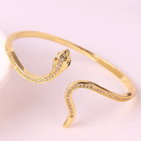 Animal Snake CZ Cuff Bracelet 18K Plated Punk Style