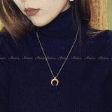 18K Plated Crescent Moon Pendant Chain Hip-Hop Jewelry
