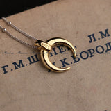 18K Plated Crescent Moon Pendant Chain Hip-Hop Jewelry