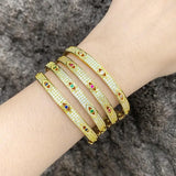 18K Plated Crystal Bracelet Evil Eye Bangle Lucky Jewelry