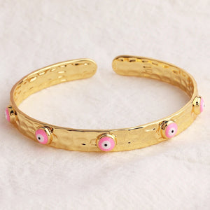 18K Plated Cuff Band Bracelet Evil Eye Bangle Crystal Bracelet