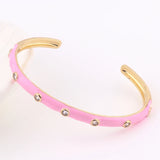 Neon Enamel Cuff Bracelet with Zircon Pave Set - 18K Plated