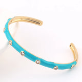 Neon Enamel Cuff Bracelet with Zircon Pave Set - 18K Plated
