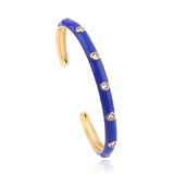 Neon Enamel Cuff Bracelet with Zircon Pave Set - 18K Plated