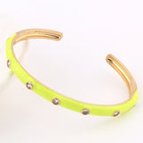 Neon Enamel Cuff Bracelet with Zircon Pave Set - 18K Plated