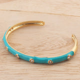 Neon Enamel Cuff Bracelet with Zircon Pave Set - 18K Plated