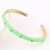 Neon Enamel Cuff Bracelet with Zircon Pave Set - 18K Plated