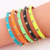 Neon Enamel Cuff Bracelet with Zircon Pave Set - 18K Plated