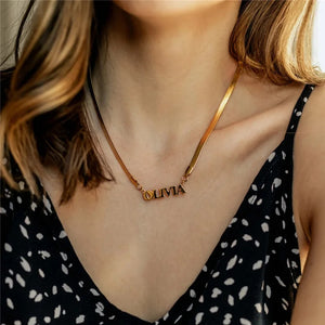 18K Plated Name Necklace With Snake Chain