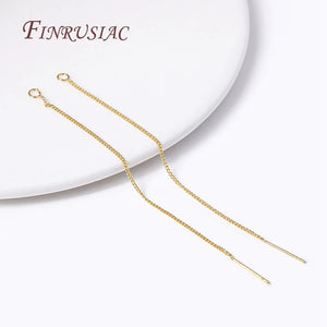 18K Plated Ear Thread with Open Ring, 85mm Long Tassel Earwire