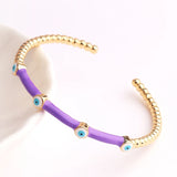 Enamel Evil Eye Bangle Bracelet 18K Plated Boho Lucky Evil Eye Jewelry