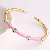 Enamel Evil Eye Bangle Bracelet 18K Plated Boho Lucky Evil Eye Jewelry