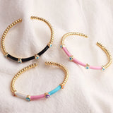 Enamel Evil Eye Bangle Bracelet 18K Plated Boho Lucky Evil Eye Jewelry