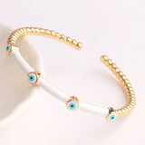 Enamel Evil Eye Bangle Bracelet 18K Plated Boho Lucky Evil Eye Jewelry