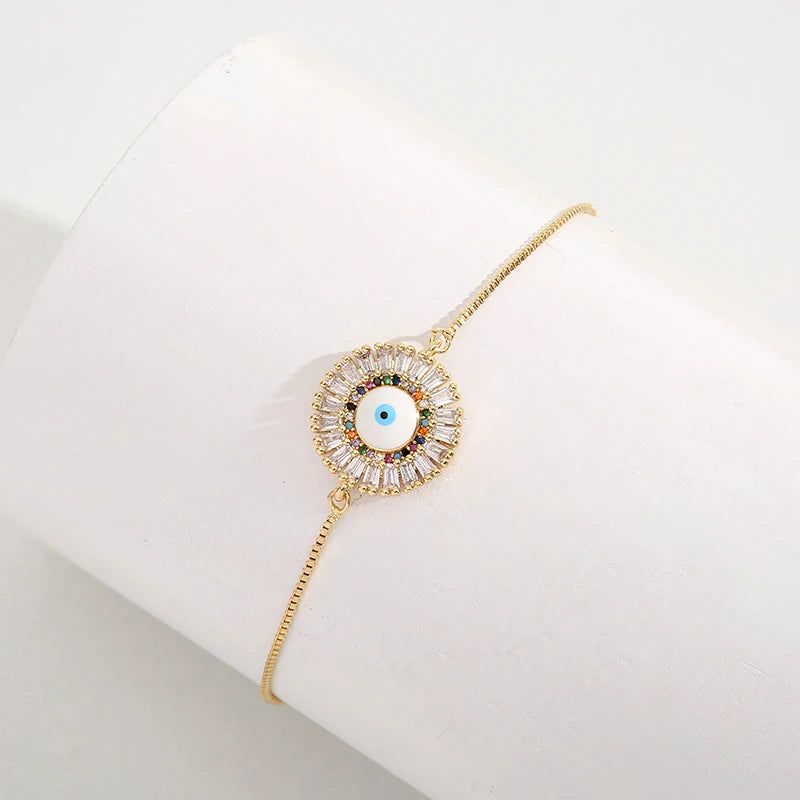 Evil Eye Charms Bracelet CZ Eye Girls Boho Party Jewelry