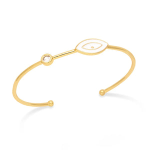 18K Plated Evil Eye Thin Cuff Bracelet for Women Boho Party Jewelry