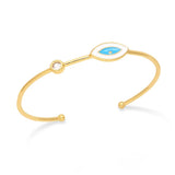 18K Plated Evil Eye Thin Cuff Bracelet for Women Boho Party Jewelry