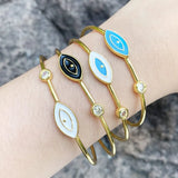 18K Plated Evil Eye Thin Cuff Bracelet for Women Boho Party Jewelry
