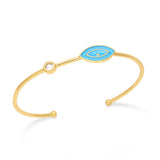 18K Plated Evil Eye Thin Cuff Bracelet for Women Boho Party Jewelry