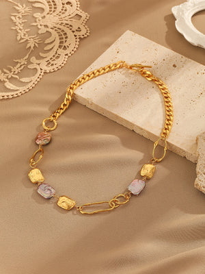 18K Pearl Necklace Chain For Women Wedding Engagement Gift