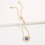 Adjustable Evil Eye Hamsa Bracelet - 18K Plated