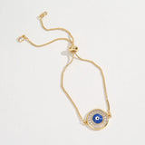 Adjustable Evil Eye Hamsa Bracelet - 18K Plated