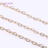 18K Plated Heart Shape Cable Chain DIY Necklace Supplies