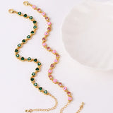 18K Plated Heart Evil Eye Charm Bracelet Women Boho Lucky Copper Chain