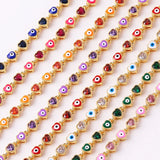 18K Plated Heart Evil Eye Charm Bracelet Women Boho Lucky Copper Chain